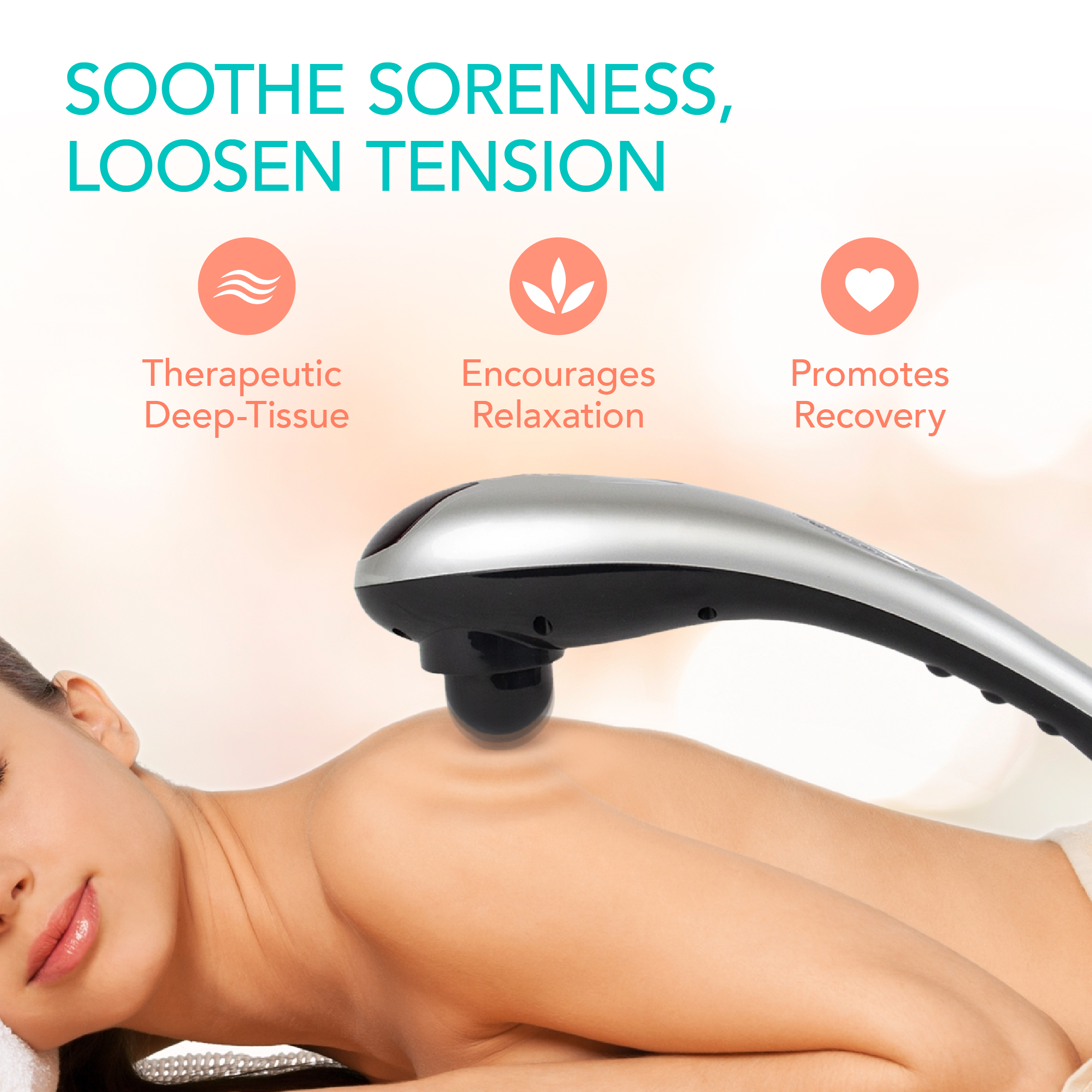 Handheld Percussion Massager Infrared Light Weighted Massage Hea - Image 4