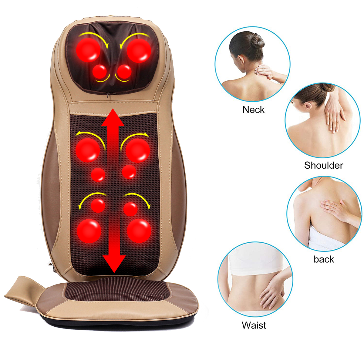 Shiatsu Neck Back Massager Cushion Seat Chair