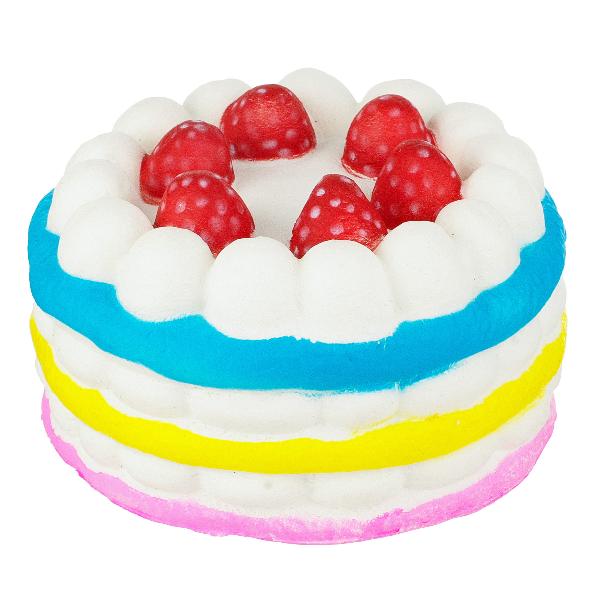 Stress Squishy - Full Cake w/BLU/YLW/PNK Stripe & Berries