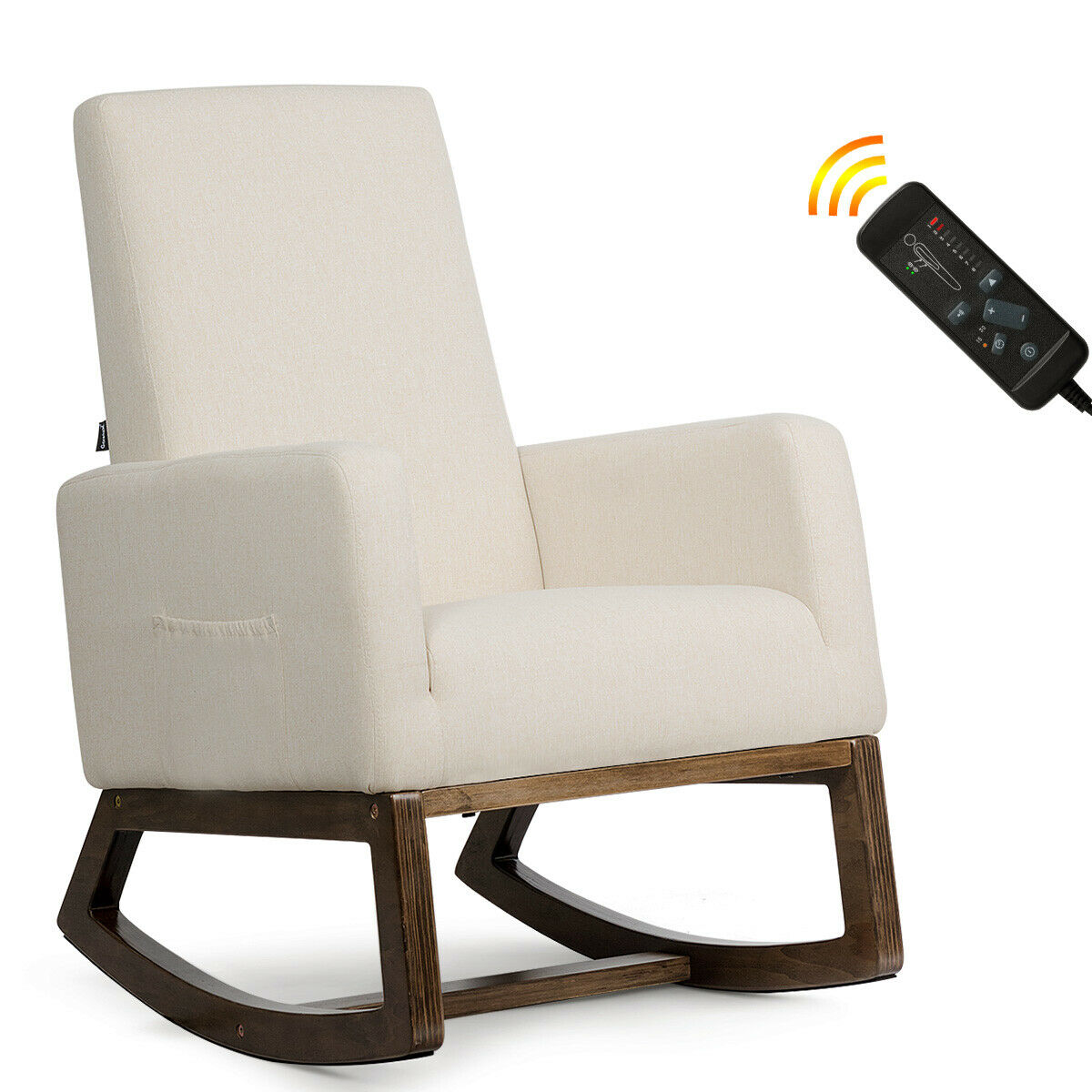 Costway Mid Century Retro Fabric Upholstered Massage Rocking Cha