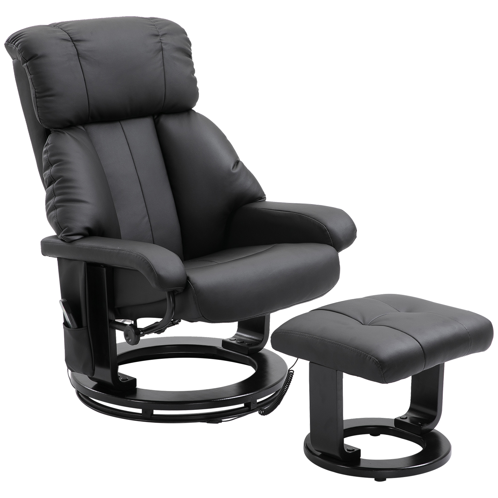 HOMCOM Heated Massage Recliner Chair Ottoman Leather-Wrapped Bas