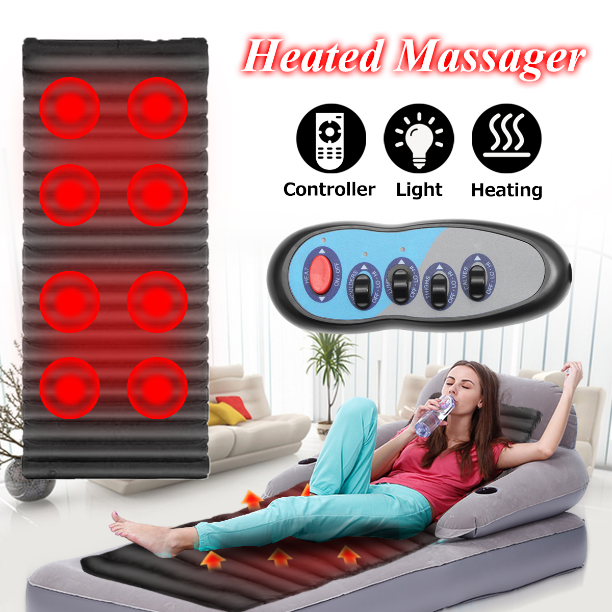 Massage Mat Mattress Full Body Heated Heating Massager