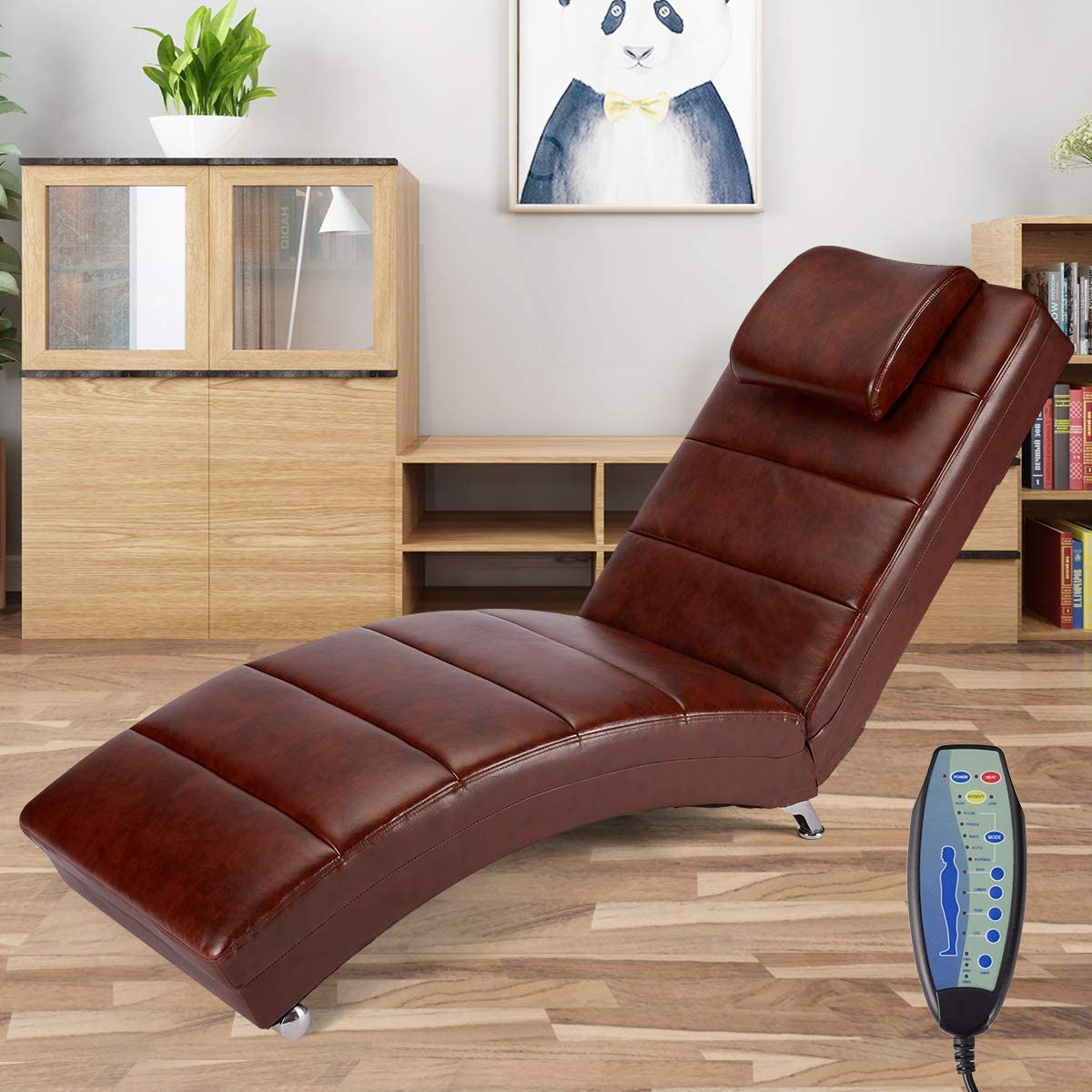 EROMMY Synthetic Leather Chaise Longue with Massage Function,Mas