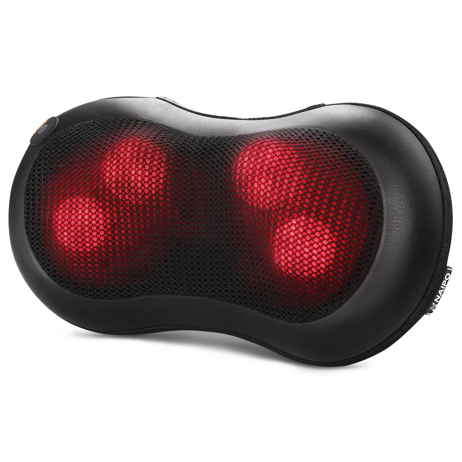 Naipo Shiatsu Massage Pillow Back Neck Massager with Heat Kneadi