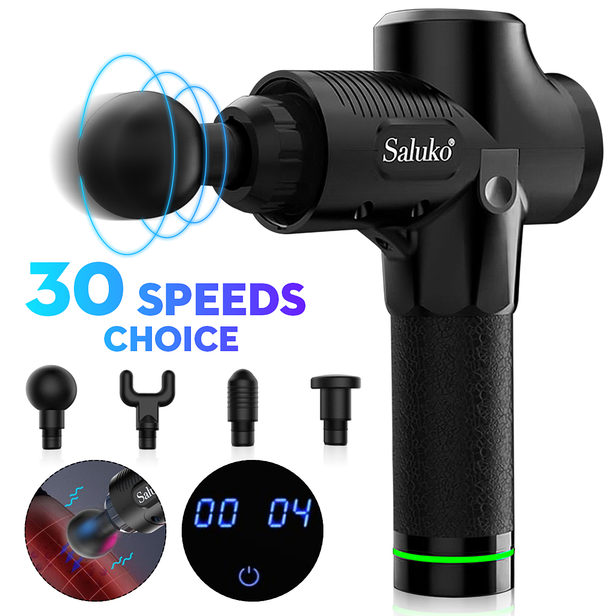 Muscle Massage Gun with 4 Heads,Percussion Massage Gun for Athle