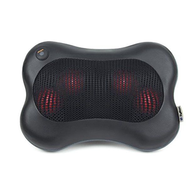 Zyllion ZMA13BK Shiatsu Pillow Massager with Heat for Back, Neck