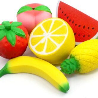 6PCS Jumbo Squishies Slow Rising Strawberry Peach Banana Lemon W