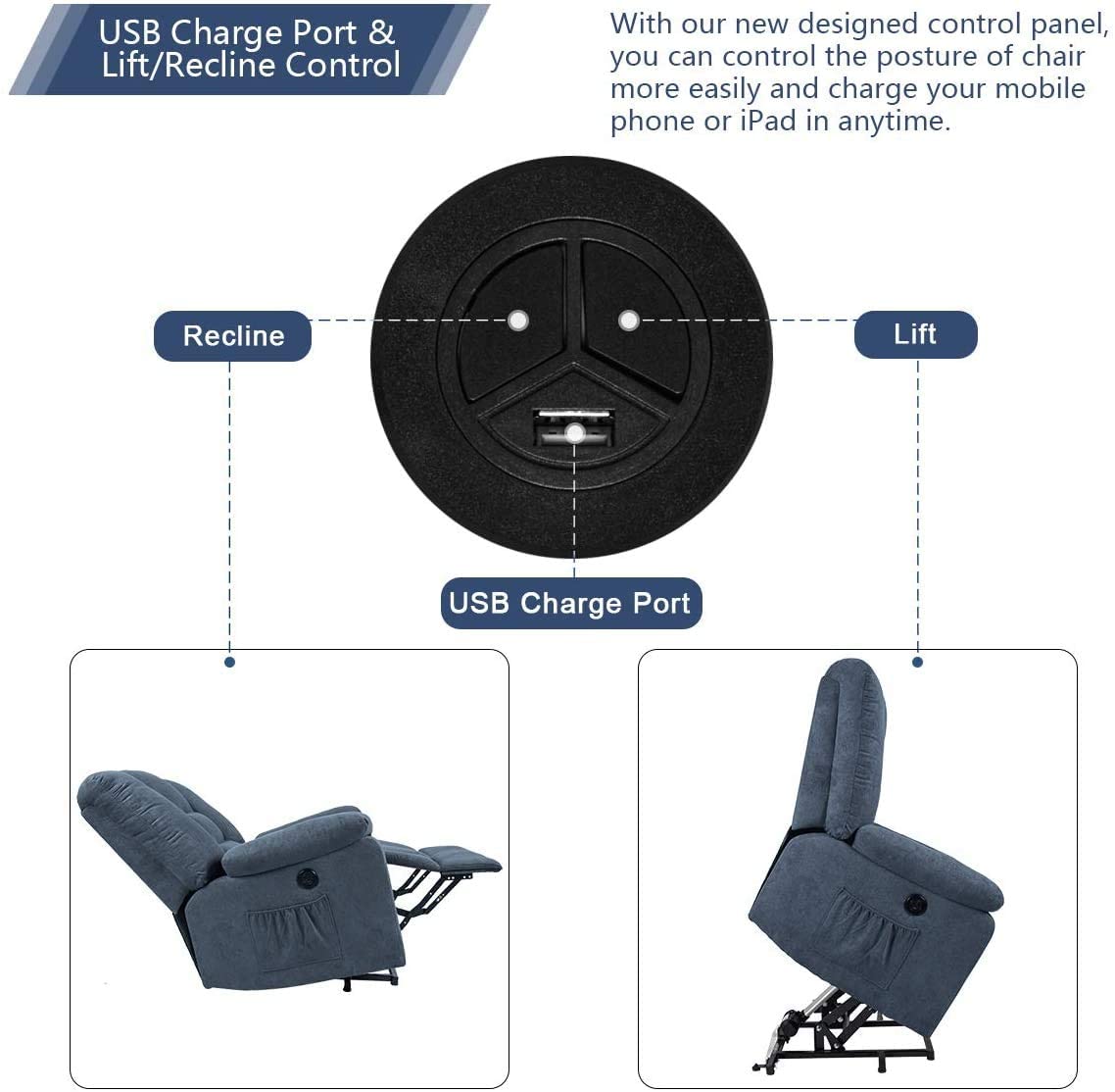 Microfiber Power Lift Electric Recliner Chair - Image 5