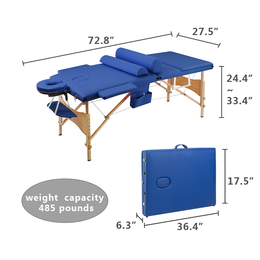 3 Sections Folding Portable Massage Table Set