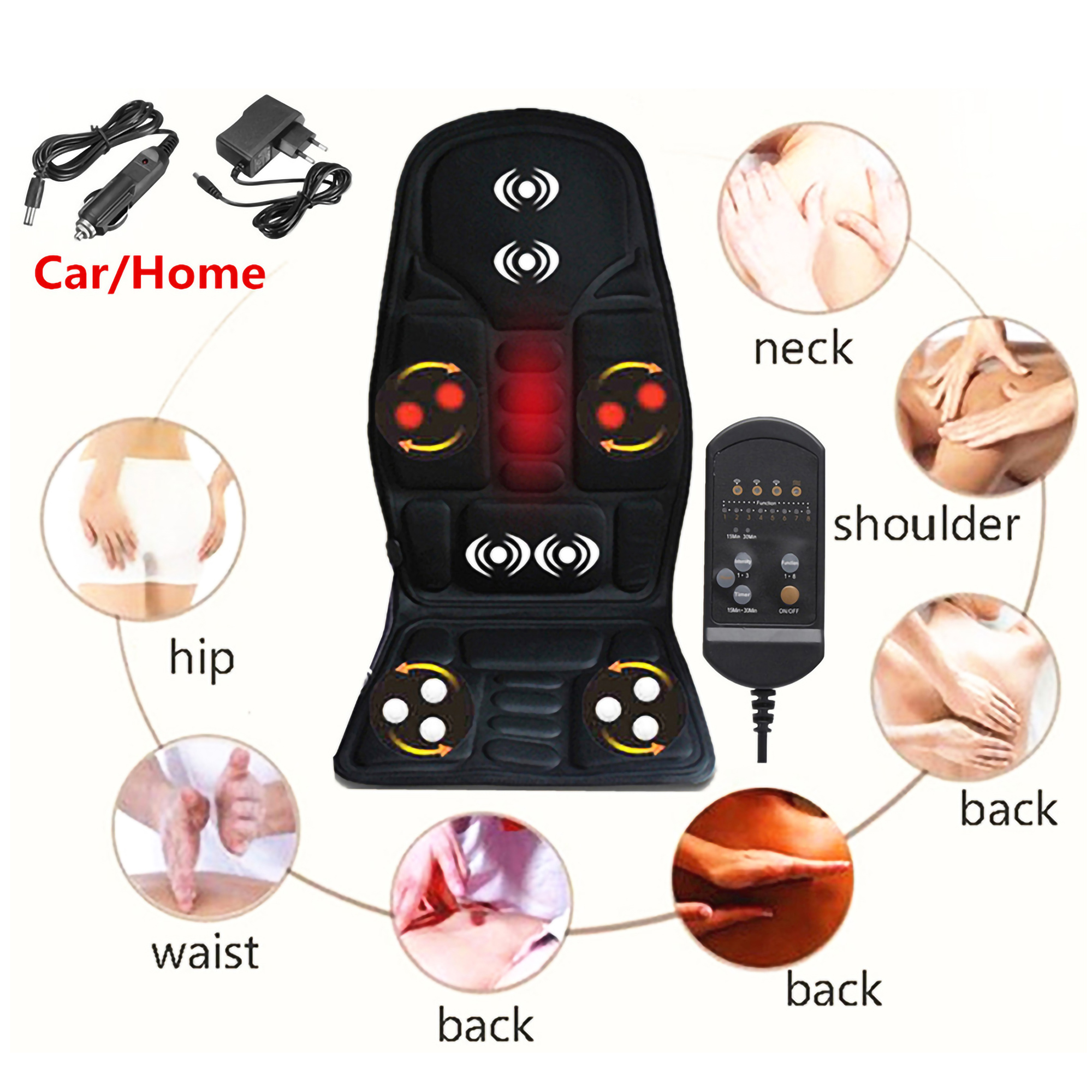 Portable Electric Massager 8 Mode 3 Intensity Car/Home Chair Sea