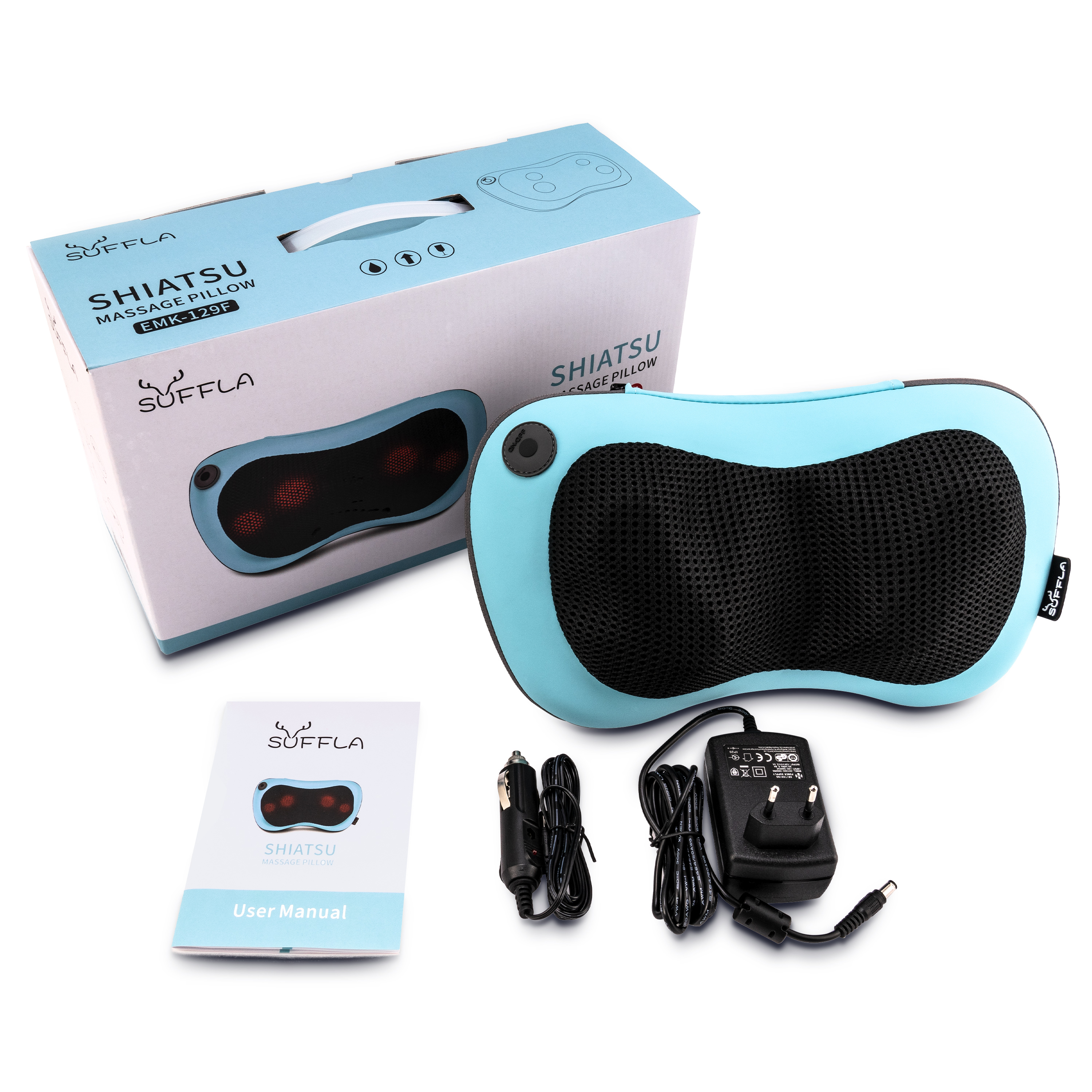 SUFFLA Shiatsu Back and Neck Massager, Pillow Massager with Heat