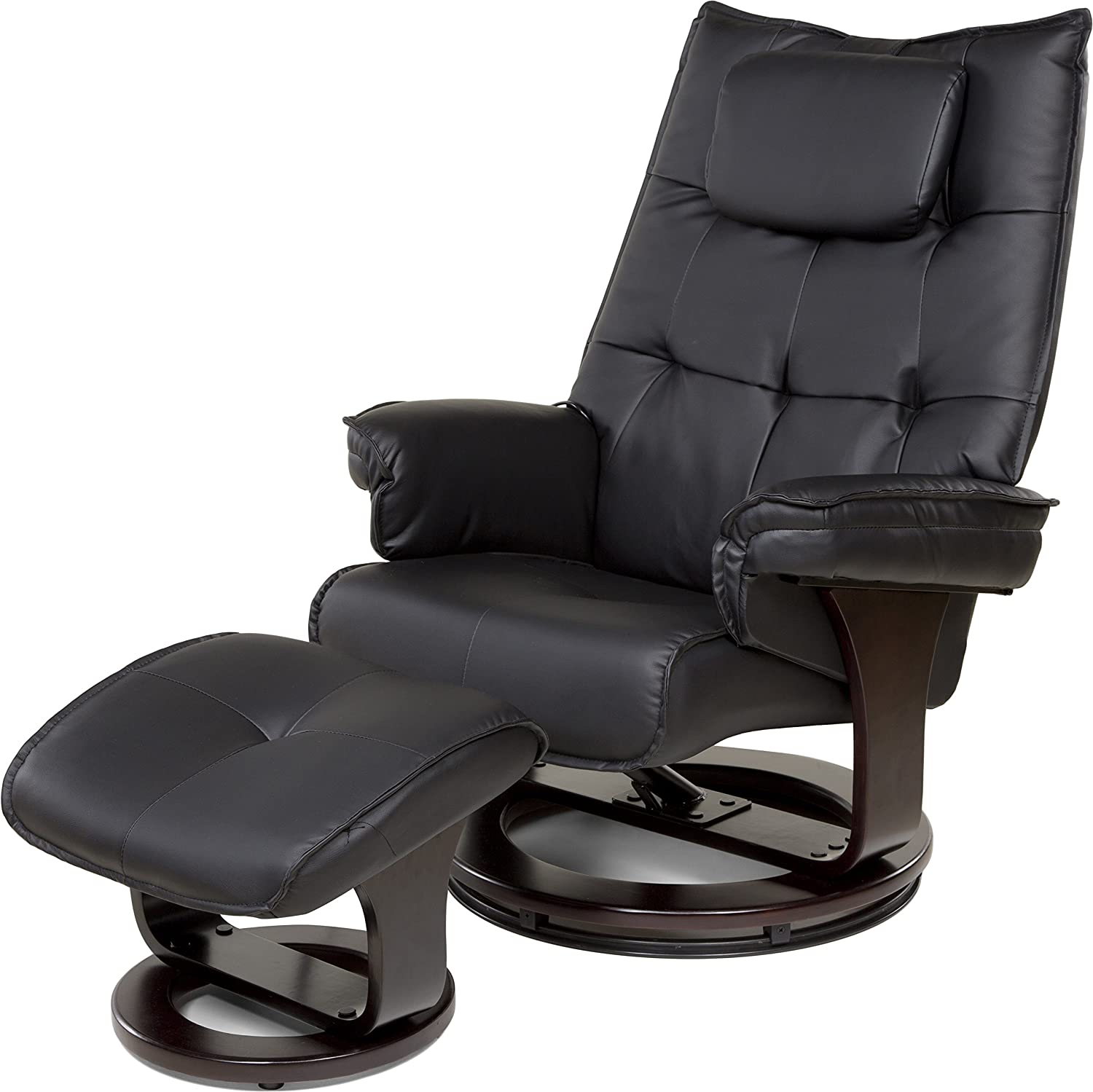 Relaxzen 8-Motor Massage Recliner with Lumbar Heat and Ottoman,