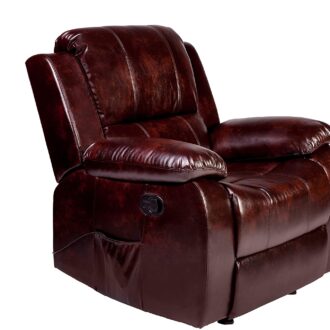 RelaxZen Clarkson Rocker Recliner with Massage and Heat, Brown