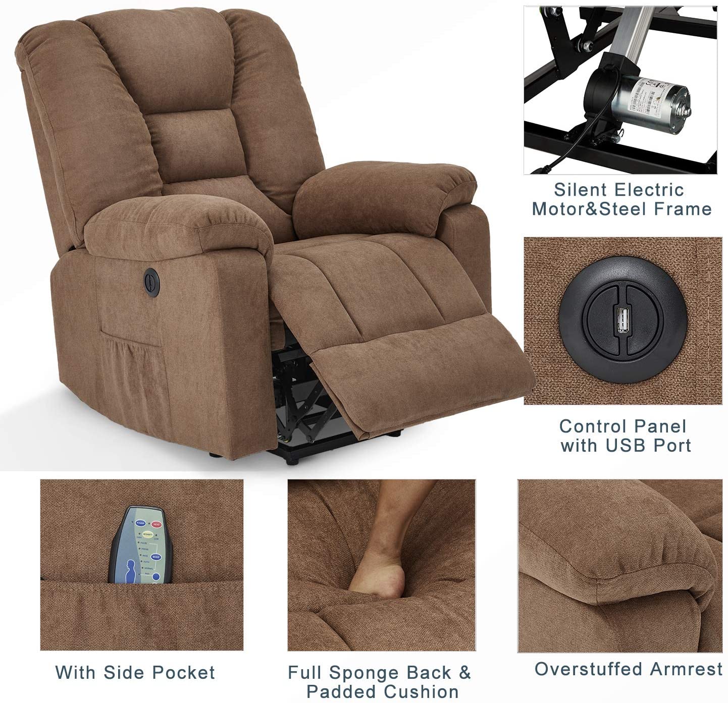 Microfiber Power Lift Electric Recliner Chair - Image 5