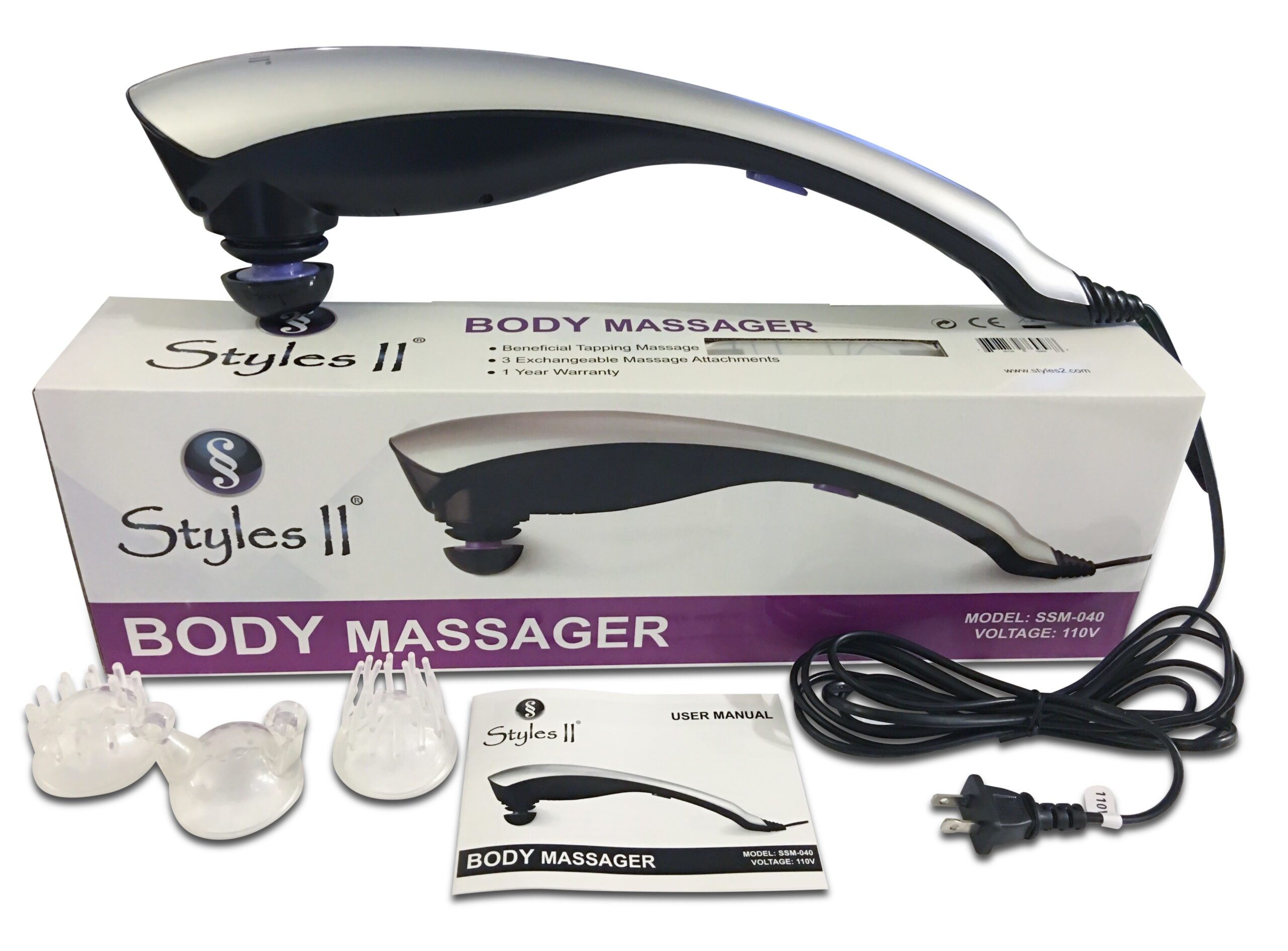 Styles II Therapeutic Percussion Body Massager - 3 Variable Atta