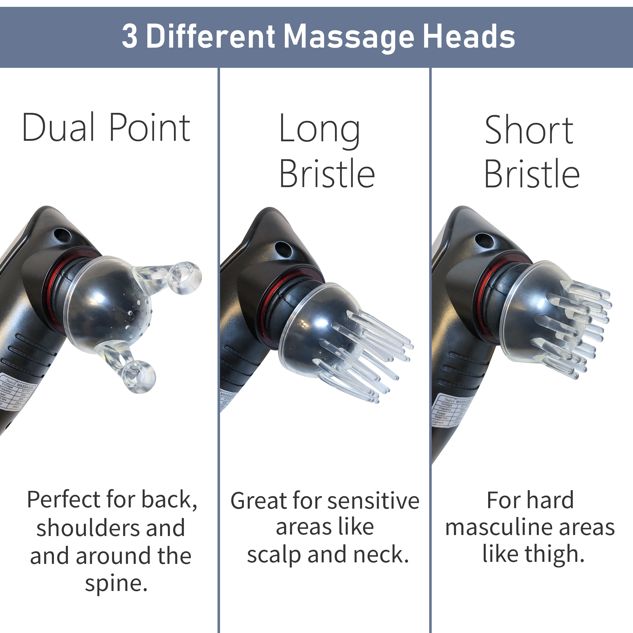 Styles II Therapeutic Percussion Body Massager - 3 Variable Atta - Image 3