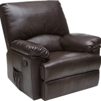 Relaxzen Brown Marbled Leather Rocker Recliner with Heat and Mas