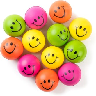 Be Happy! Neon Colored Smile Funny Face Stress Ball - Happy Smil