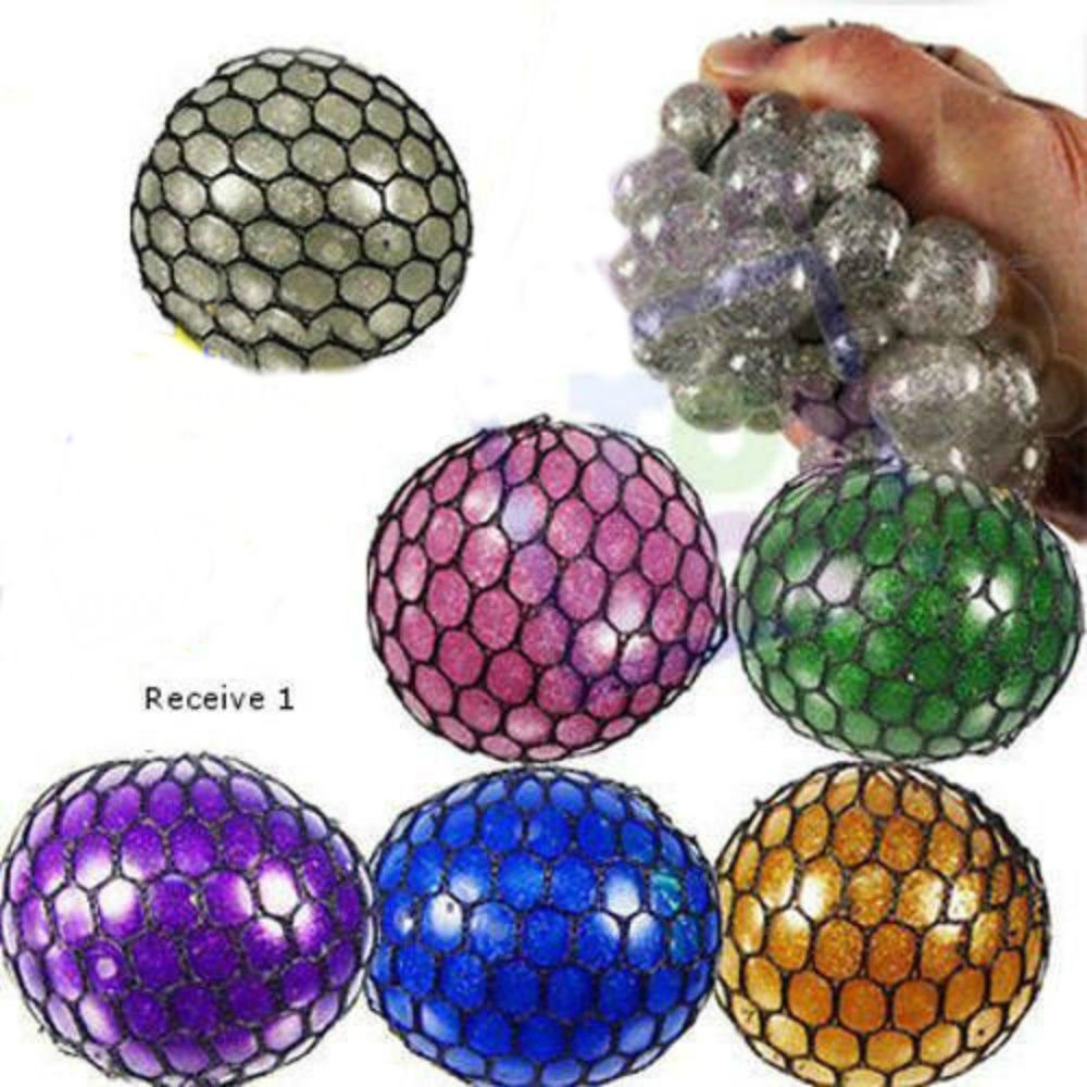 2" Glitter mesh sensory stress ball toy autism squeeze anxiety s