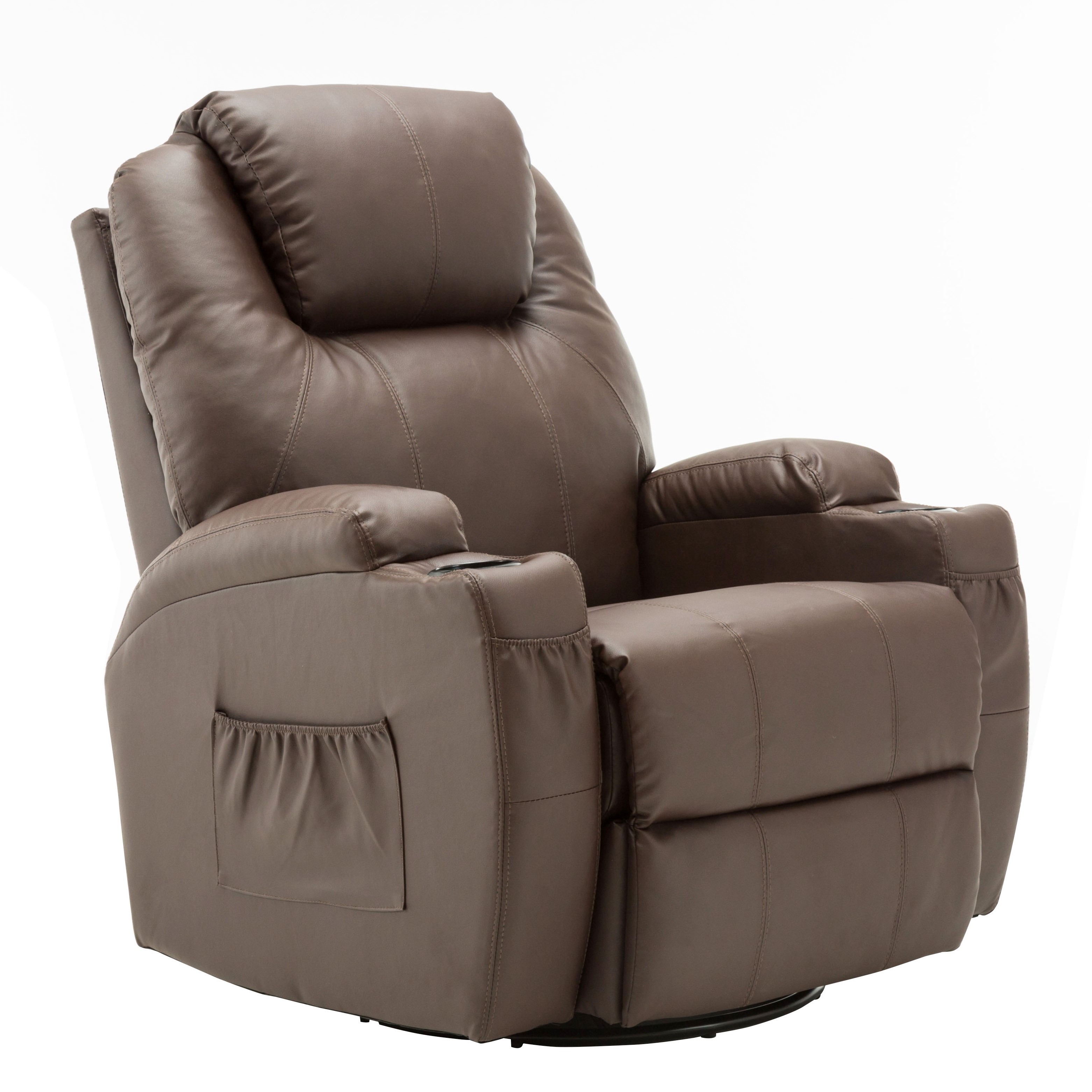 Mcombo Massager Sofa Rocker Recliner Chair PU Leather 360 Swivel