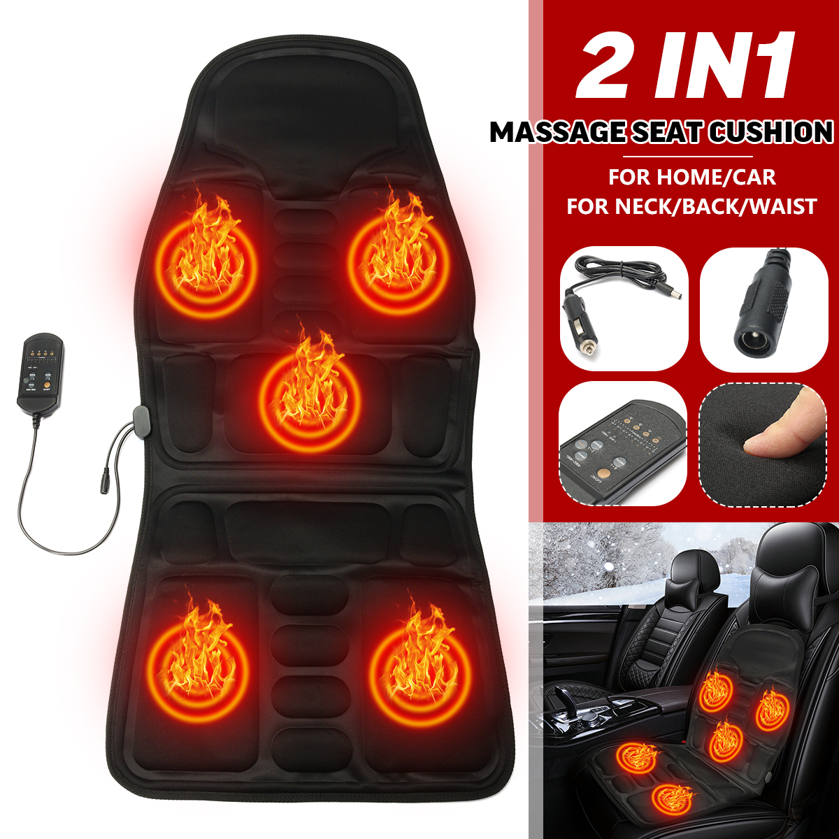 Heated Back 8 Modes Massage Massager Cushion