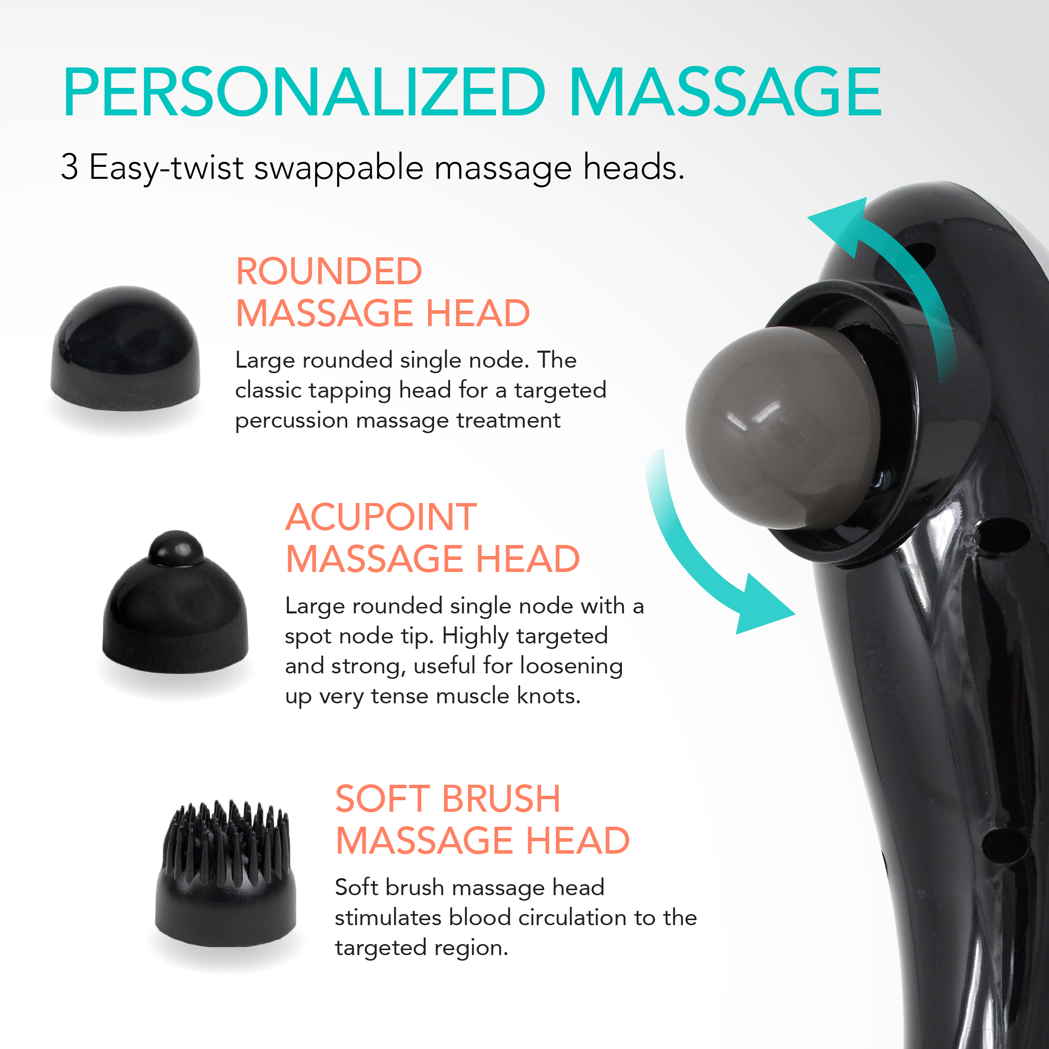 Handheld Percussion Massager Infrared Light Weighted Massage Hea - Image 3
