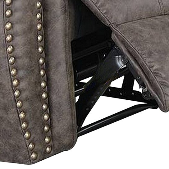 Saltoro Sherpi Nailhead Trim Fabric Upholstered Power Recliner, - Image 2