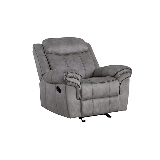Saltoro Sherpi Fabric Upholstered Metal Reclining Club Chair wit