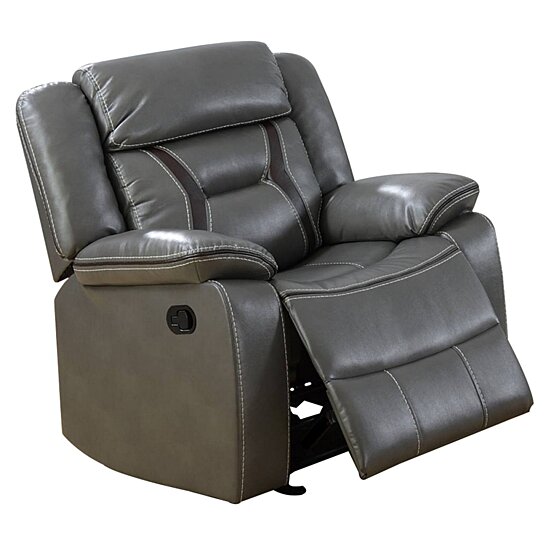 Saltoro Sherpi 37 Inches Leatherette Glider Recliner with Pillow