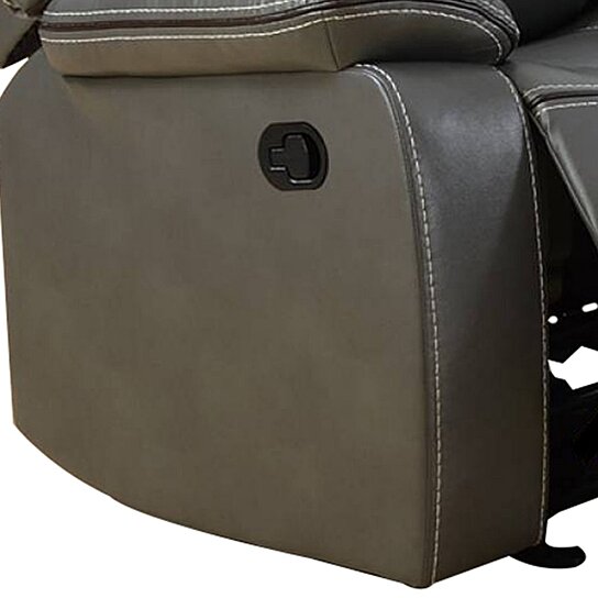 Saltoro Sherpi 37 Inches Leatherette Glider Recliner with Pillow - Image 2