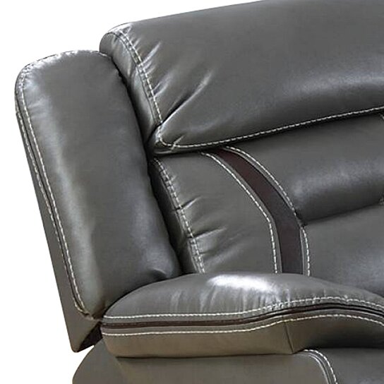 Saltoro Sherpi 37 Inches Leatherette Glider Recliner with Pillow - Image 3