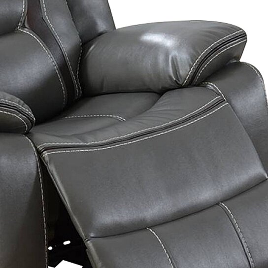 Saltoro Sherpi 37 Inches Leatherette Glider Recliner with Pillow - Image 4