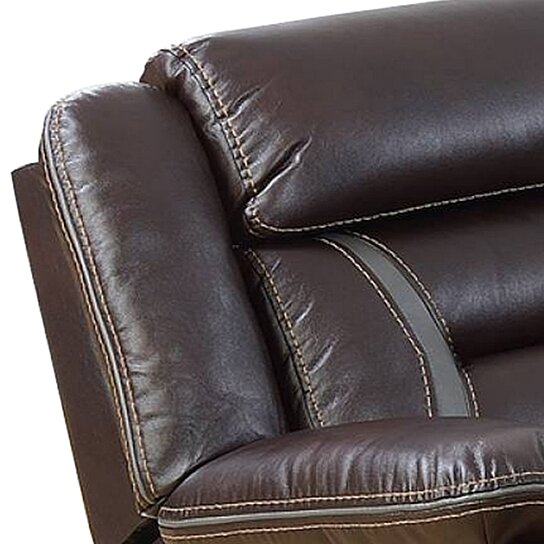 Saltoro Sherpi 37 Inches Leatherette Glider Recliner with Pillow - Image 3