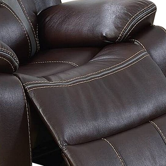 Saltoro Sherpi 37 Inches Leatherette Glider Recliner with Pillow - Image 4
