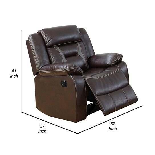 Saltoro Sherpi 37 Inches Leatherette Glider Recliner with Pillow - Image 5
