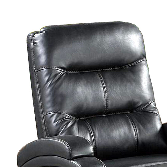 Saltoro Sherpi Nailhead Trim Leatherette Recliner with Sloped Ar - Image 2