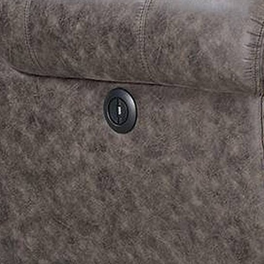 Saltoro Sherpi Nailhead Trim Fabric Upholstered Power Recliner, - Image 4