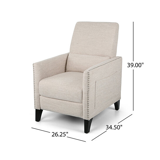 Alexis Contemporary Fabric Push Back Recliner - Image 2