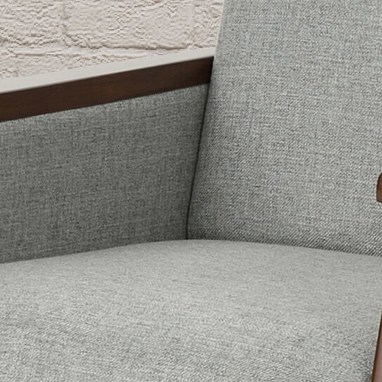 Alex Exposed Wood High Back Fabric Push Back Recliner, Grey - Image 2