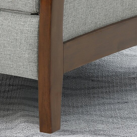 Alex Exposed Wood High Back Fabric Push Back Recliner, Grey - Image 3