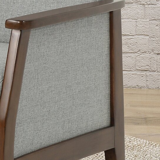 Alex Exposed Wood High Back Fabric Push Back Recliner, Grey - Image 4