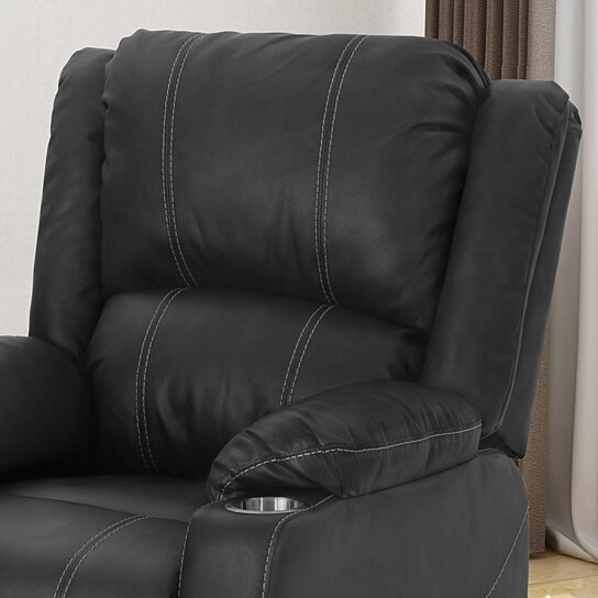 Sophia Traditional Leather Recliner with Steel Cup Holders - Image 3