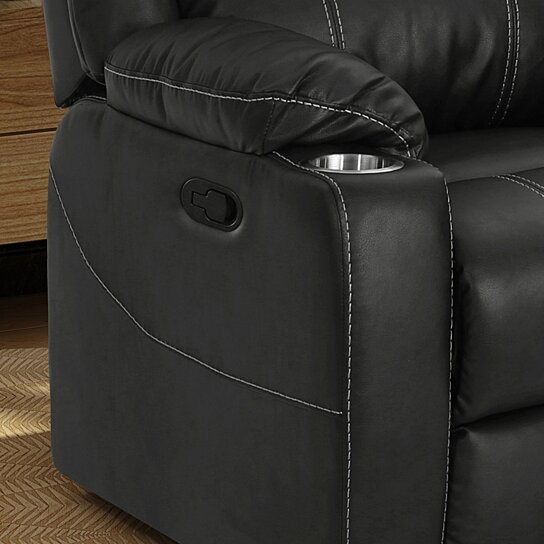 Sophia Traditional Leather Recliner with Steel Cup Holders - Image 4