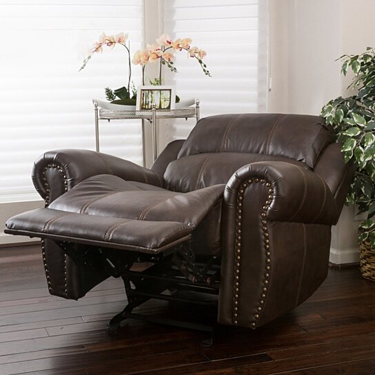 Harbor Brown Leather Glider Recliner Club Chair - Image 3
