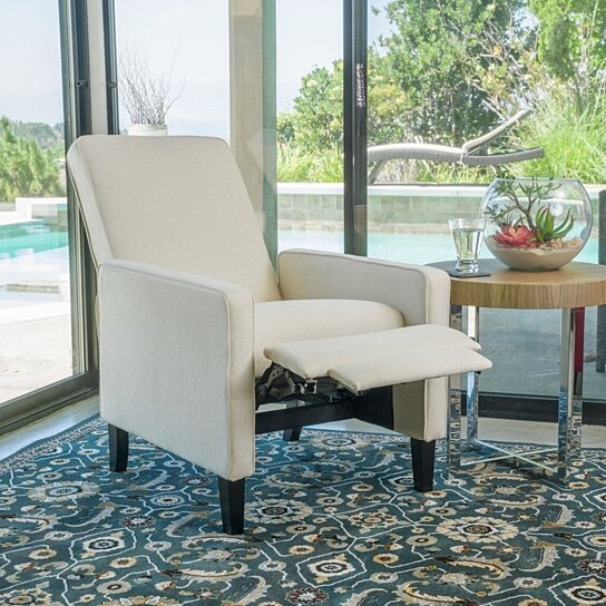 Olinda Contemporary Beige Fabric Recliner Chair