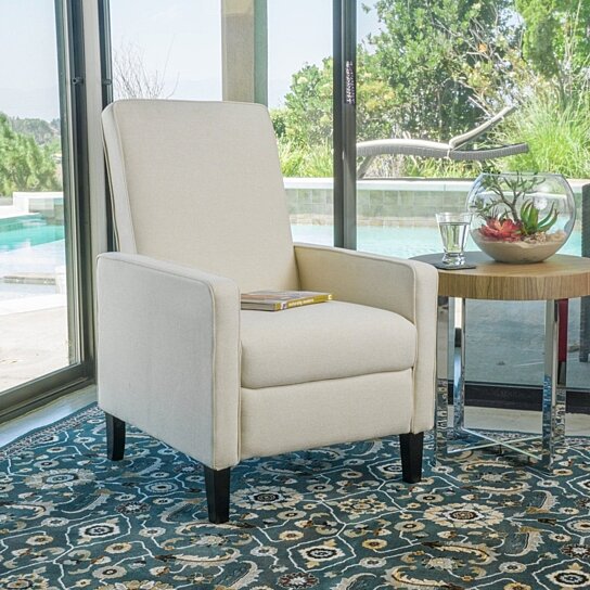Olinda Contemporary Beige Fabric Recliner Chair - Image 2