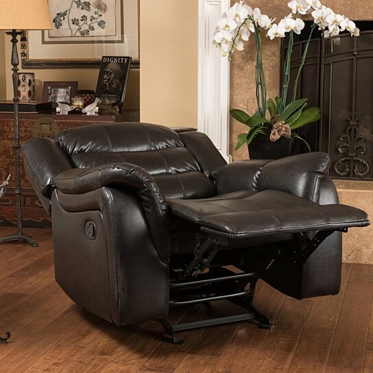 Hayvenhurst Black Leather Recliner/Glider Chair - Image 3