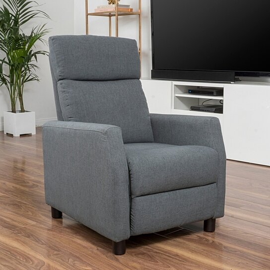 Tahiry Grey Fabric Recliner Club Chair