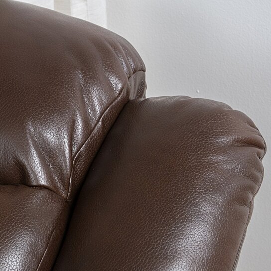 mryka Brown PU Leather Glider Recliner Club Chair - Image 5