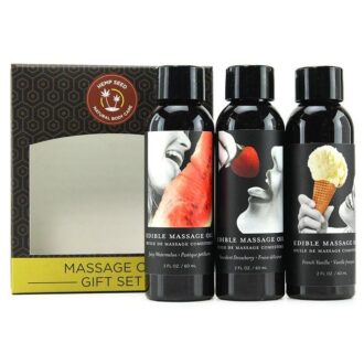 CLICK TO ENLARGE IMAGE Hempseed Edible Massage Oil Gift Set in 2